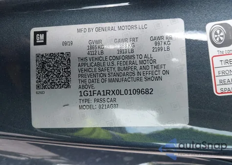 2020 Chevrolet Camaro Rwd 1Lt from USA, damaged, VIN 1G1FA1RX0L0109682